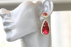 Red Rebeka EARRINGS, Red Teardrop Earrings, Ruby Red Statement Earrings, Rhinestone Ruby Earrings for Women, Red Halo Evening Earrings