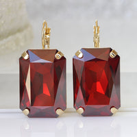 RED Crystal Earrings, Dark Red Simple Earrings, Red Magma Rebeka Earrings, Large Drop Earrings, Geometric Jewelry , Christmas Woman Gift