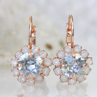 DUSTY BLUE Bridesmaid EARRINGS Set Of 5, Rose Gold Blue Earrings,Rebeka Drop Earrings, Light Blue And White Opal Earrings,Bridal Earring