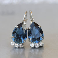 NAVY BLUE Jewelry Set, Blue Teardrop Pendant, Wedding Dark Blue Jewelry, Bridal Minimalist Earrings And Necklace Set, Rebeka Jewelry Set,