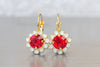 RED Bridesmaid EARRINGS Set Of 5, White Opal And Red Earrings,Rebeka Drop Earrings,Small Red Ruby Earrings,Bridal Earring,Minimalist Gift