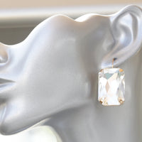 CRYSTAL STATEMENT EARRINGS, Clear Earrings, White Crystal Rebeka Earrings, Bridal Large Earrings, Rectangular earrings,Basic Jewelry Gift