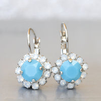 TURQUOISE Bridesmaid EARRINGS GIFT, Blue and White Earrings, Rebeka Dangle Earrings, Small Dainty Earrings, Bridal Showers Something Blue