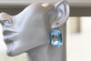 AQUAMARINE BIG EARRINGS, Crystal Earrings, Rectangle Earrings, Sky Blue Bridal Earrings Gift,Earrings Ring Set, Rebeka Light Blue Earring