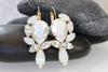 PEARL BRIDAL EARRINGS, White Opal Earrings,Cluster Drop Earrings, Rebeka Wedding Jewelry For Bride, Earrings For Big Occasion,Ivory Pearl