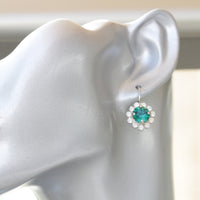 EMERALD OPAL EARRINGS, Bridesmaid Earrings Set For Bridal Shower Party, Small Dangle Earrings, Rebeka Drop Earrings, Green White Earrings