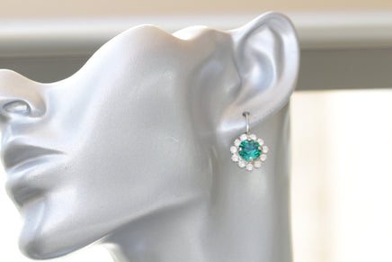 EMERALD OPAL EARRINGS, Bridesmaid Earrings Set For Bridal Shower Party, Small Dangle Earrings, Rebeka Drop Earrings, Green White Earrings