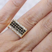 BLACK GOLD RING, Pave Rebeka Crystal Ring, Chunky Ring, Signet Ring, Woman&#39;s Ring, Gift For Her, Black Friday Sale, Black Cocktail Ring