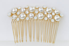 PEARLS HAIR COMB, Dainty Statement Hair Com, Pearl Opal Headpiece, Art Deco Hair Comb,Rebeka Crystals Hair Comb,Wedding Bridal Ivory Comb