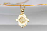 HAMSA NECKLACE, Evil Eye Necklace, Turquoise Eye Necklace, Hand Of Fatima Jewelry Set, Gold Hamsa Necklace, Protection Necklace,Gift For Her