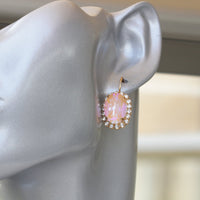 ORANGE EARRINGS, Light Orange Jewelry, Oval Drop Earrings, Peach Ab Earrings, Rebeka Earrings, Rose Gold Simple Earrings, Christmas Gift