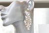 CRYSTAL EARRINGS, Rebeka Long Chandeliers, Wedding Evening Earrings, Rhinestone Picasso Style Earrings,  Diamond Like Statement Earrings