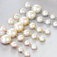 PEARL LONG EARRINGS, Statement Pearl Earrings, Pearl Bridal Earrings, Pearl Chandelier Earrings, Rebeka Pearl Earrings, Wedding Earrings