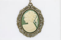 GREEN Cameo Necklace