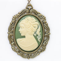 GREEN Cameo Necklace