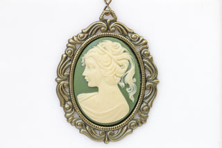 GREEN Cameo Necklace