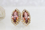 BLUSH PINK BRIDAL Earrings,  Antique Pink Wedding Earrings, Rebeka Vintage Earrings, Stud earrings, bridesmaid Minimalist Oval Earrings