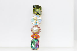 COLORFUL BROOCH, Stick Brooch, Oblong Brooch, Green, Orange, Ab crystal, Pearl, Pink, luxury brooch, Rebeka clothing Brooch, Coat Pin