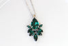 EMERALD NECKLACE, Bridal Rebeka Cluster Necklace, Dark Green Necklace, Elegant Bridesmaid Jewelry,Emerald Wedding Necklace,Silver Emerald