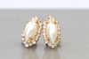 PEARL BRIDAL EARRINGS, Crystal And Pearls Wedding Earrings, Rebeka Earrings, Ivory pearl stud earrings, bridesmaid Minimalist Earrings