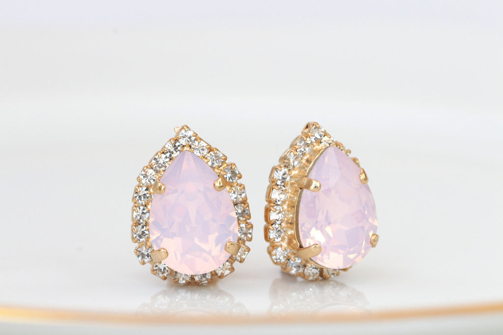 Pink Opal Earrings | Rebekajewelry pink crystal earrings