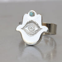 HAMSA RING, Evil Eye Ring, Turquoise Eye Ring, Hand Of Fatima Jewelry Set, Silver Hamsa Ring, Protection Ring, Christmas Gift, Custom Ring