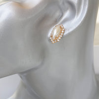 OPAL STUD Earrings, White Opal Earrings, Bridal White Wedding Earrings, Crystal Earrings, Bridesmaid Earrings Set  of 7, Small Stud Earrings