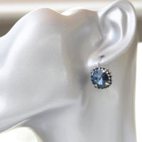 NAVY BLUE EARRINGS, Rebeka Bridal Earrings, Dark Blue Earrings,  Crystal Bridesmaid Earrings, Blue And Black Earrings, Leverback Earrings