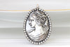 SILVER CAMEO NECKLACE, Big Cameo Necklace, Cameo Pendant, Antique Style, Rebeka Cameo Necklace, Statement Gift, vintage Cameo Necklace