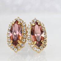 BLUSH PINK BRIDAL Earrings,  Antique Pink Wedding Earrings, Rebeka Vintage Earrings, Stud earrings, bridesmaid Minimalist Oval Earrings