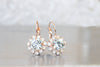 AQUAMARINE Bridesmaid EARRINGS Set Of 7, Rose Gold Blue Earrings,Rebeka Drop Earrings, Ice Blue And White Opal Earrings,Bridal Minimalist