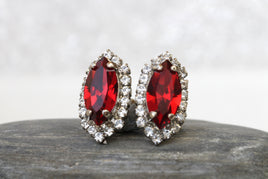 Red  BRIDESMAID Earrings, Red Ruby Earrings. Rebeka Stud Earrings, Minimalist Earrings, Rhinestone Earrings, Bridal Shower Gift Idea,Xmas
