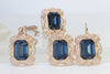 NAVY STATEMENT EARRINGS, Blue Navy Earrings, Rebeka Earrings,  Antique Looking, Leverback Earrings, Filigree Jewelry,Emerald Cut Earrings