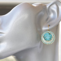 Turquoise earrings, Gemstones jewelry, Real Turquoise earrings gold, Bridal blue earrings, Genuine turquoise earrings, Christmas Woman Gift
