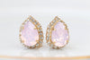 Pink Opal Earrings, Powder Pink Studs, Light Pink Rebeka Crystal Earrings, Pale Pink Clip On Earrings, Bridal Earrings, Bridesmaid Gift