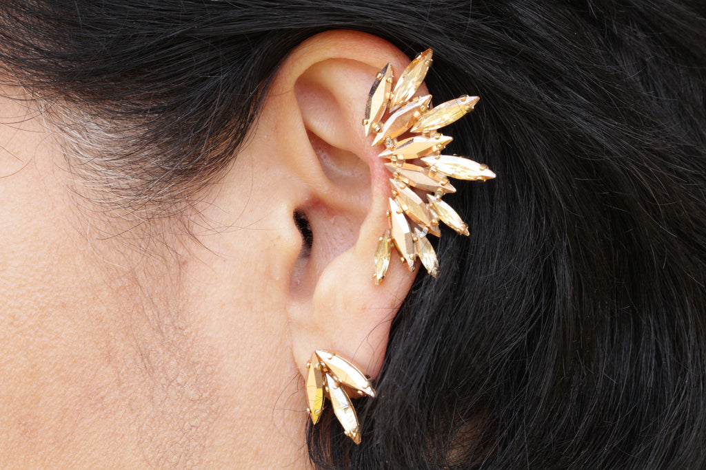 Flipkart.com - Buy Kairangi Ear Cuff for Women White Crystal Studded Leaf  Ear cuff Earrings for Women Brass Cuff Earring Online at Best Prices in  India