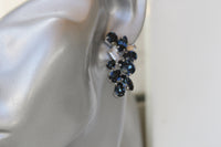 NAVY BLUE EARRINGS, Dark Blue Crystal earrings, Blue Navy Wedding Earrings, Blue Montana Cluster Studs,Bridal Earring,Rebeka Dainty Studs