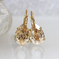 Champagne Earrings, Rose Gold Rebeka Teardrop Earrings, Bridal Minimalist Earrings, Golden Shadow Earrings, Bridesmaid Earrings  Necklace