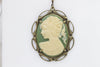 Cameo Necklace, Green Necklace, Cameo Pendant, Olive Green Jewelry, Lady Cameo Necklace, Victorian Style, Acrylic Cameo , Mother&#39;s Day Gift