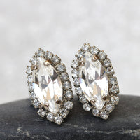 CRYSTAL BRIDAL Earrings, Clear Crystal Wedding Earrings, Rebeka Vintage Earrings, Stud earrings, bridesmaid Minimalist Oval Earrings