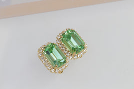 PERIDOT STUD EARRINGS, Rebeka Earrings, Prom Earrings, Light Green Earrings, Bridal Earrings, Mint Green Earrings, Clip on Custom Earring