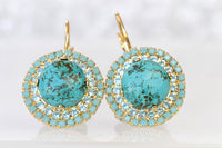 Turquoise earrings, Gemstones jewelry, Real Turquoise earrings gold, Bridal blue earrings, Genuine turquoise earrings, Christmas Woman Gift