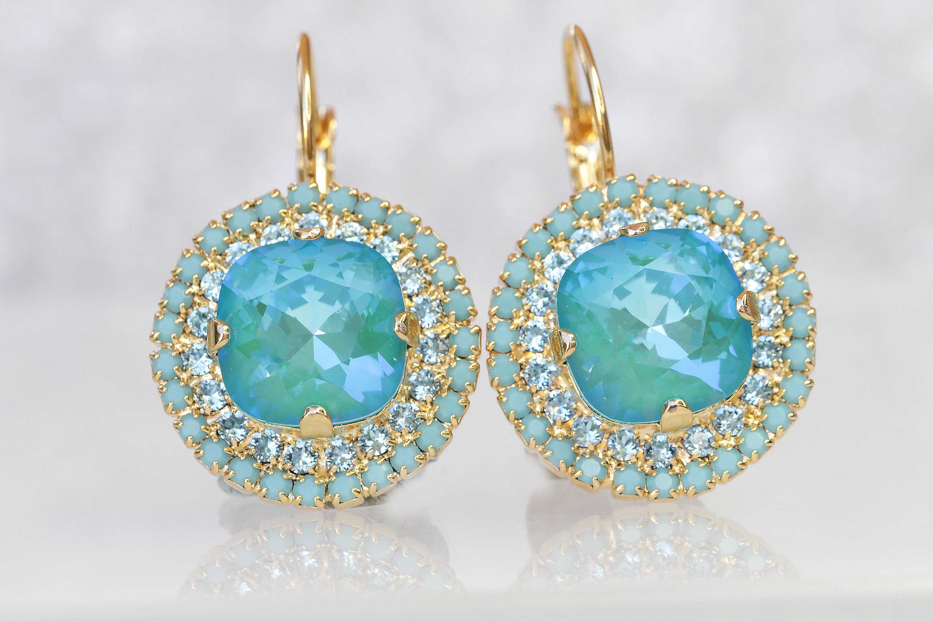 boucles d'oreille acier inoxydable turquoise lagon