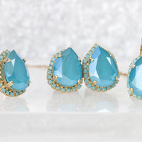 TURQUOISE EARRINGS, Turquoise Bridesmaid Earrings, Wedding Bridal jewelry, Rebeka Blue Earrings, Necklace Earrings Ring Jewelry Set,