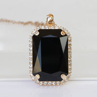 BLACK NECKLACE, Rose Gold Black Necklace, Geometric Large Black Necklace, Black Evening Necklace, Black Jewelry, Rebeka Bridal Necklace