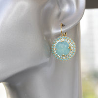 MINT GOLD earrings, Turquoise Rebeka Drop Earrings, Blue Turquoise earrings, Bridal Blue Opal earrings, Blue Dangle Earrings, Woman Gift