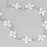 WHITE OPAL BRACELET, Silver Moonlight Wedding Bracelet, Opal Bride Bracelet, White Rebeka Bracelet, Bride Leaves Bracelet, Milky Jewelry