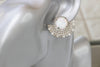 OPAL BRIDAL EARRINGS, White Silver Wedding Earrings, Rebeka White Opal Large Studs,Fire Opal Earrings For Brides, Bridal Gemstone Earring