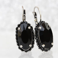BLACK EARRINGS, Mother of The BRIDES Earrings, Black Evening Silver Earrings, Formal Drop Earrings, Rebeka Woman Earrings,Wedding Jewelry
