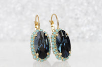 NAVY BLUE Turquoise EARRINGS, Blue Topaz Bridal Earrings, Gold Blue Earrings, Dark Blue Drop Earrings, Rebeka Woman Jewelry, Holiday Gift